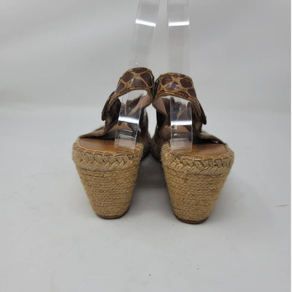 Andre Assous Espadrille Sandals Size 40 Open Toe Cross Strap Camel Print Brown - Picture 4 of 7